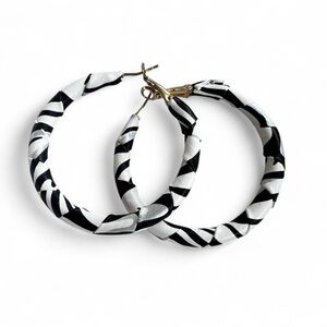 Stylish Black and White Hoop Earrings